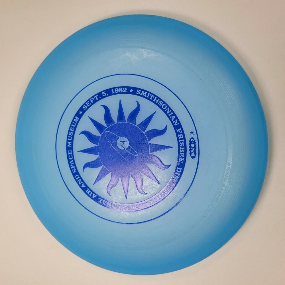 Wham-O 1982 Smithsonian Fisbee Disc Festival Blue 9" 120g Air & Space Museum Vtg
